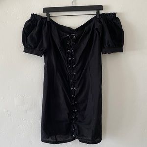 Corset Style Off Shoulder Linen Dress